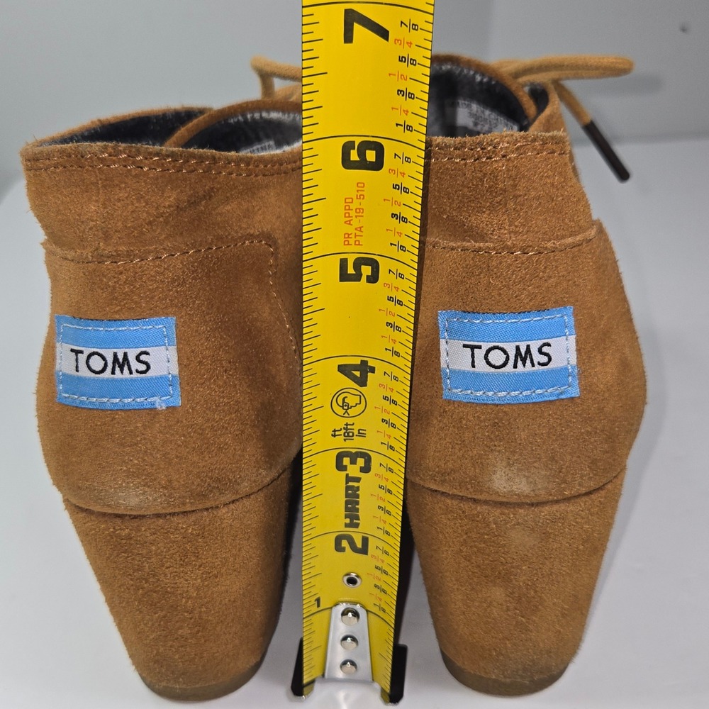 Tom's Chestnut Suede Desert Wedge Bootie Size 7.5W - Picture 3 of 8